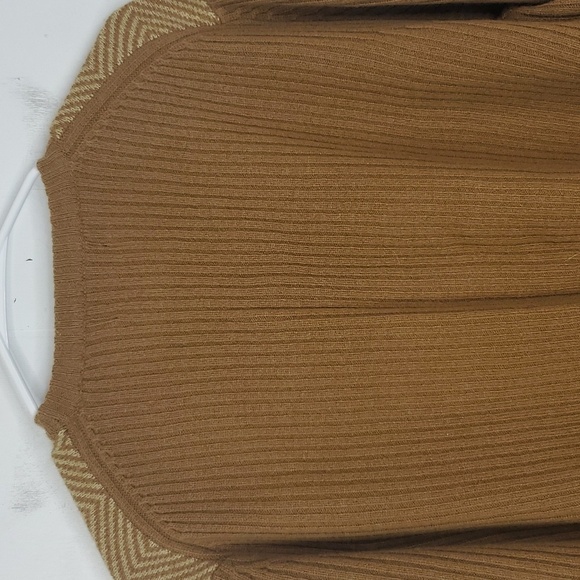 Express Lambswool Sweater Crewneck Tan Herringbone Print Thick Warm Mens XL - Picture 8 of 10